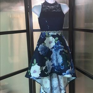 Navy blue dress with flowers